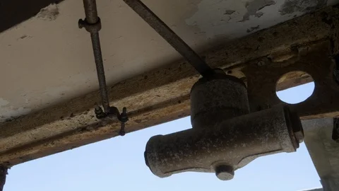 Old Door Frame Mechanism Stock Footage 109187680