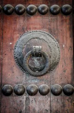 Old door handle round Foto stock