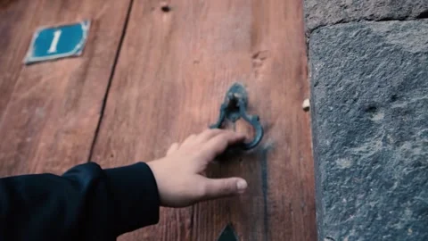 Old Door with Iron Handle Stock Footage 257475987