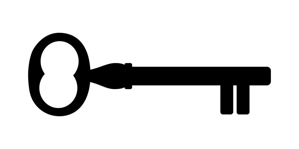 Old door key vector icon illustration isolated on white background Stockillustratie