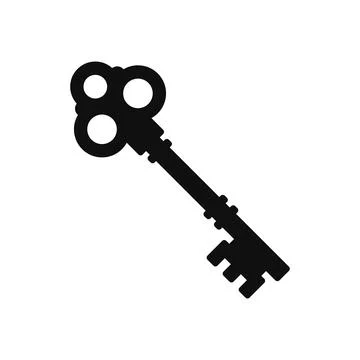 Old Door Key on White Background. Vector Stock Illustration
