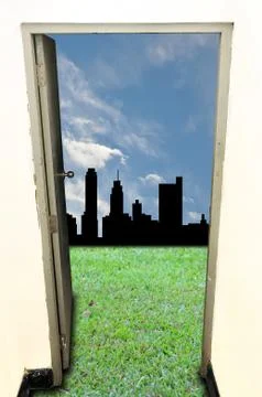 Old door open 스톡 일러스트