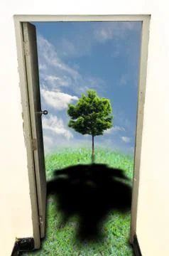 Old door open 스톡 일러스트