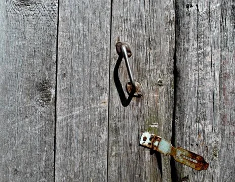 Old door with rusty handle Stock Photos