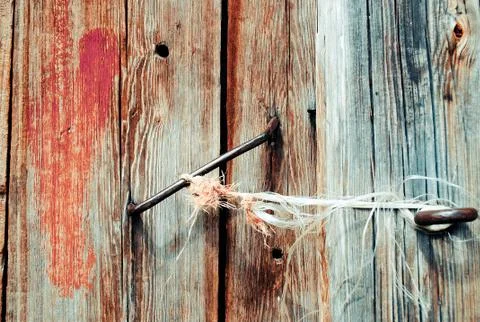 Old door with rusty handle Stock Photos