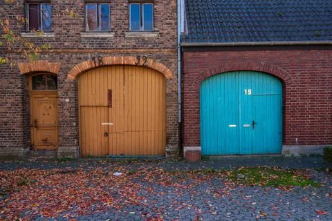 Old door in wall Stock Photos