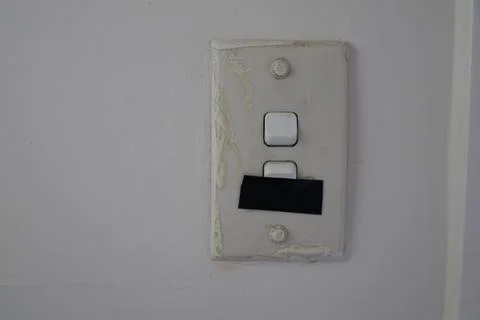 Old Double Light Switch Covered Tape Fotos Stock