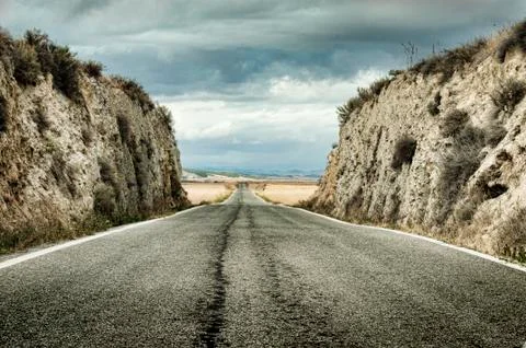Old dramatic asphalt road Stock Photos