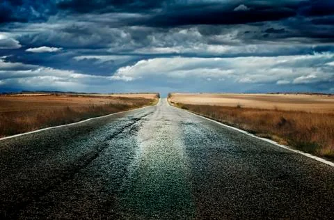 Old dramatic asphalt road Stock Photos