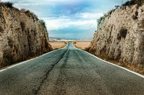 Old dramatic asphalt road Stock Photos