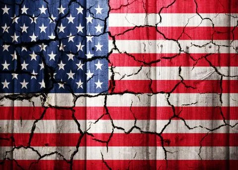 Old dramatic cracked USA flag texture Ilustración de archivo