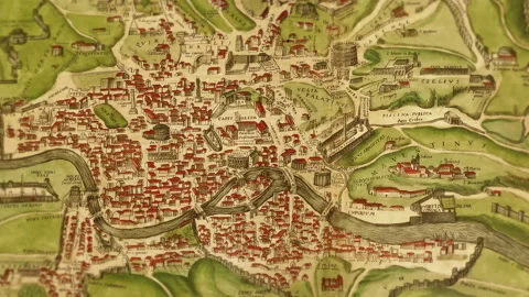 Old Drawing of the City of Rome Stock Footage 129399063