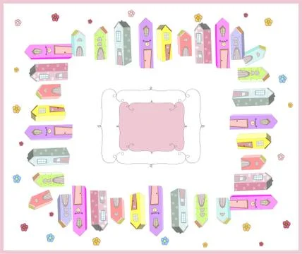 Old drawn city background. vector Stock Illustration