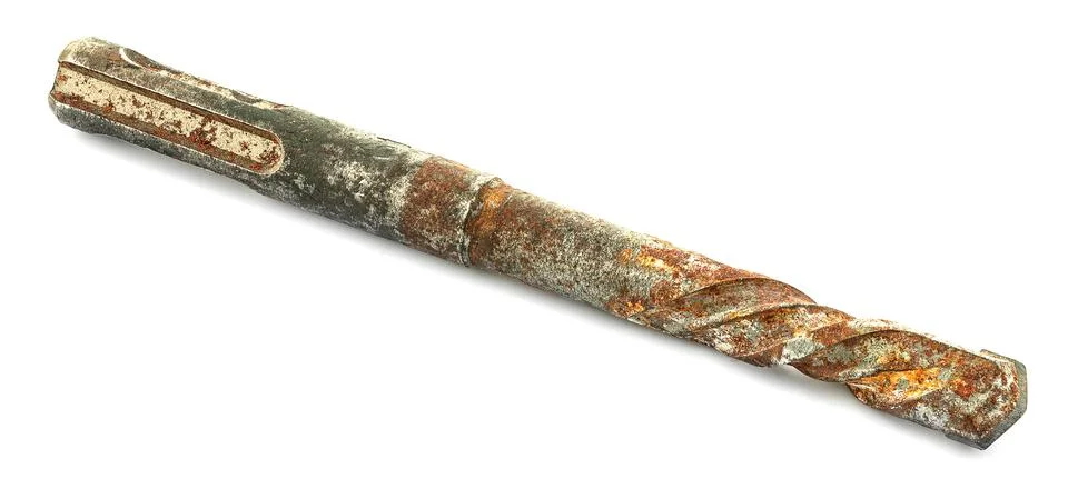 An old drill bit on a white background Stock Photos
