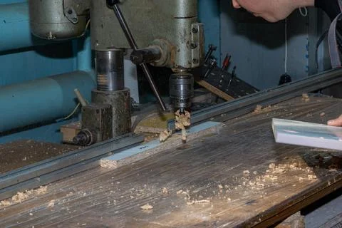 Old Drill Press in a Workshop Stock-Fotos