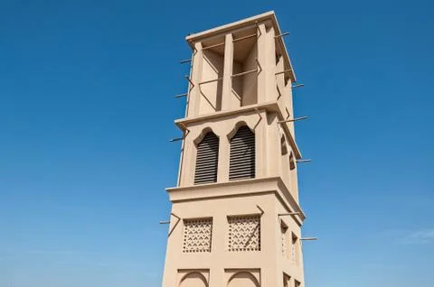 Old Dubai with classical wind tower Stock Photos