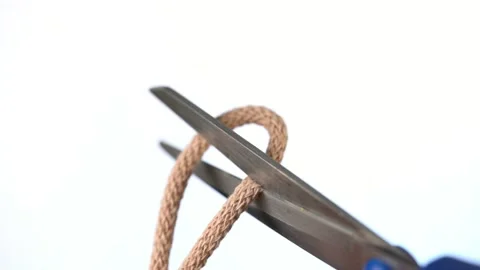 Old dull scissors can't cut rope. Stock Footage 236855769