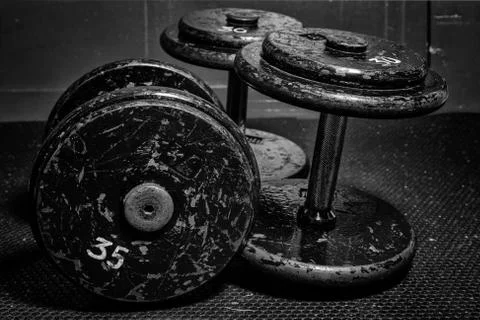Old dumbbells Stock Photos