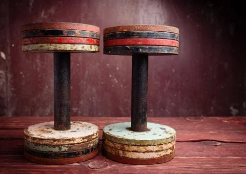 Old  dumbbells Stock Photos
