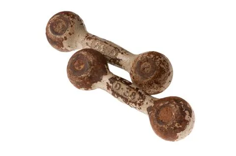 Old dumbbells with rust Stock Photos