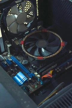 Old dusty and broken pc from top angle view. Stock Photos