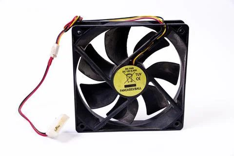Old dusty dirty broken computer cooler isolated on white Stock Photos