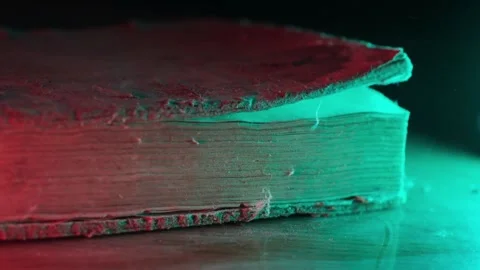 Old dusty magic book stuck together pages Stock Footage 172439041