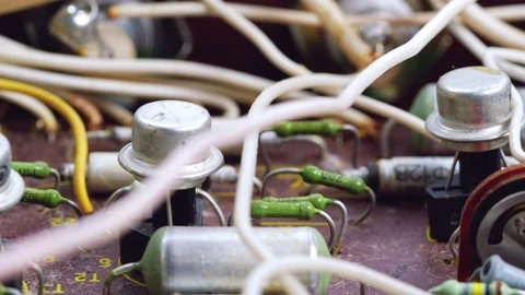 Old dusty microcircuit chip with electronic components. Stock Footage 103248997