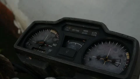 Old Dusty Motorcycle Dashboard Stock Footage 318577876