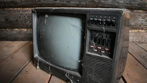 Old dusty TV, side view Stock Footage 138154661