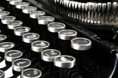 Old, dusty typewriter seen up close. Stock Photos