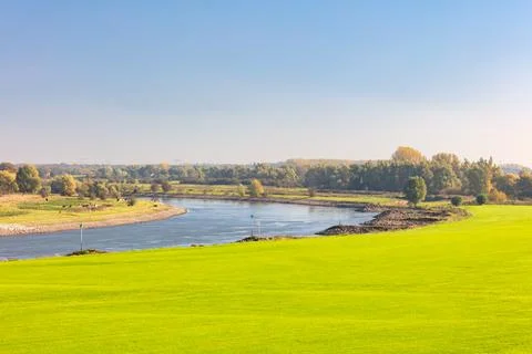 The old Dutch river IJssel in the province of Gelderland near the city of Zut Fotos Stock