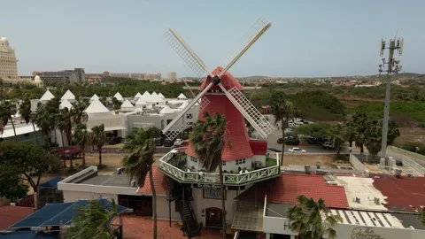 Old-dutch-windmill-aruba-drone-03 Vídeos de archivo 311290816