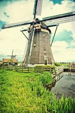 Old dutch  windmill Stock Photos