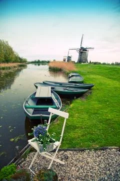 Old dutch windmill Stock Photos