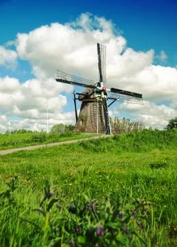 Old dutch windmill Stock Photos