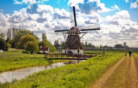 Old dutch windmill Stock Photos