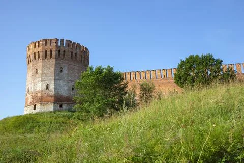 The old Eagle Tower in early July morning. Smolensk fortress. Russia Stock Photos