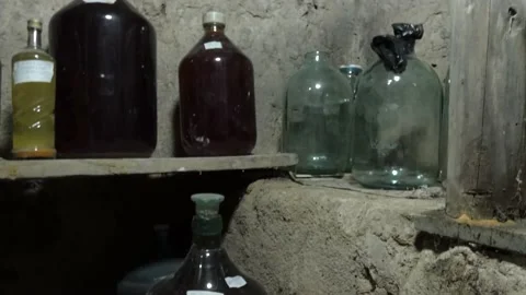 Old earthen wine cellar. Stock Footage 154979796