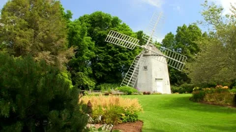 Old east windmill Heritage plantation Sandwich Cape Cod; 2 Stock Footage