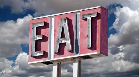 Old Eat Sign Time Lapse Stock Footage 55337798