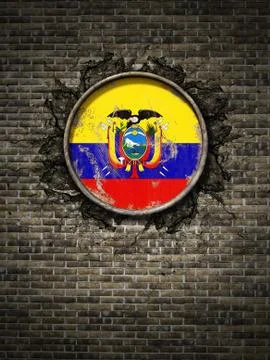 Old  Ecuador flag in brick wall Stock Illustration