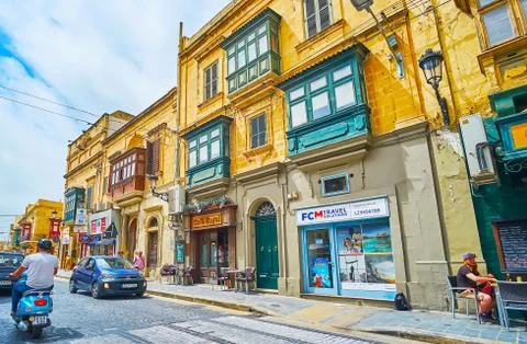 The old edifices in Independence Square, on June 15, 2018 in Victoria, Gozo,  Stock Photos