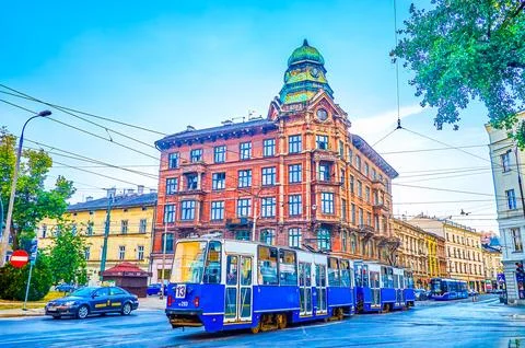 The old edifices on Jozef Dietl Avenue, on June 21 in Krakow, Poland Stock Photos