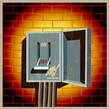 Old electric board with knife switch Stock Illustration