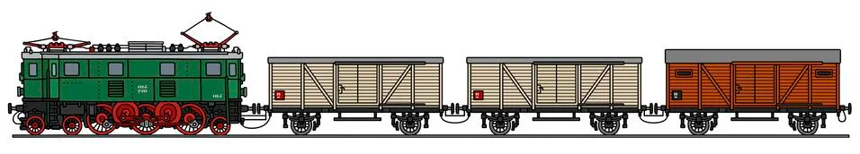 Old electric cargo train Stock Illustration