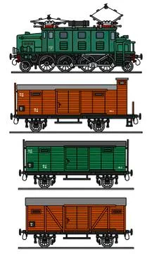 Old electric cargo train Stock Illustration