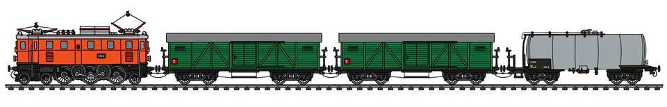 Old electric freight train Stock Illustration