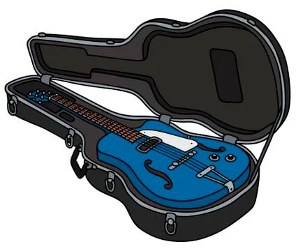The old electric guitar in a case Stock Illustration