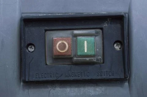 Old electric magnetic switch close up. Stock Photos